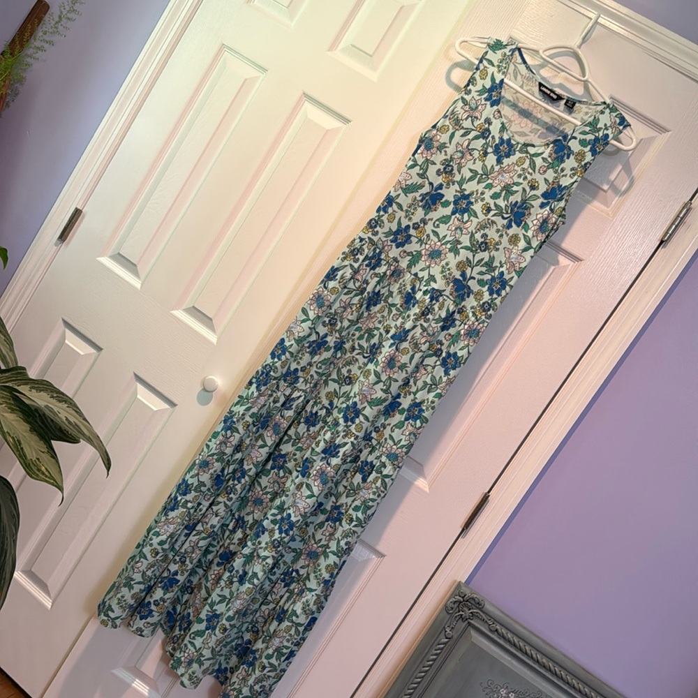 Land's End Sleeveless Floral Tiered Maxi Dress Small-Tall